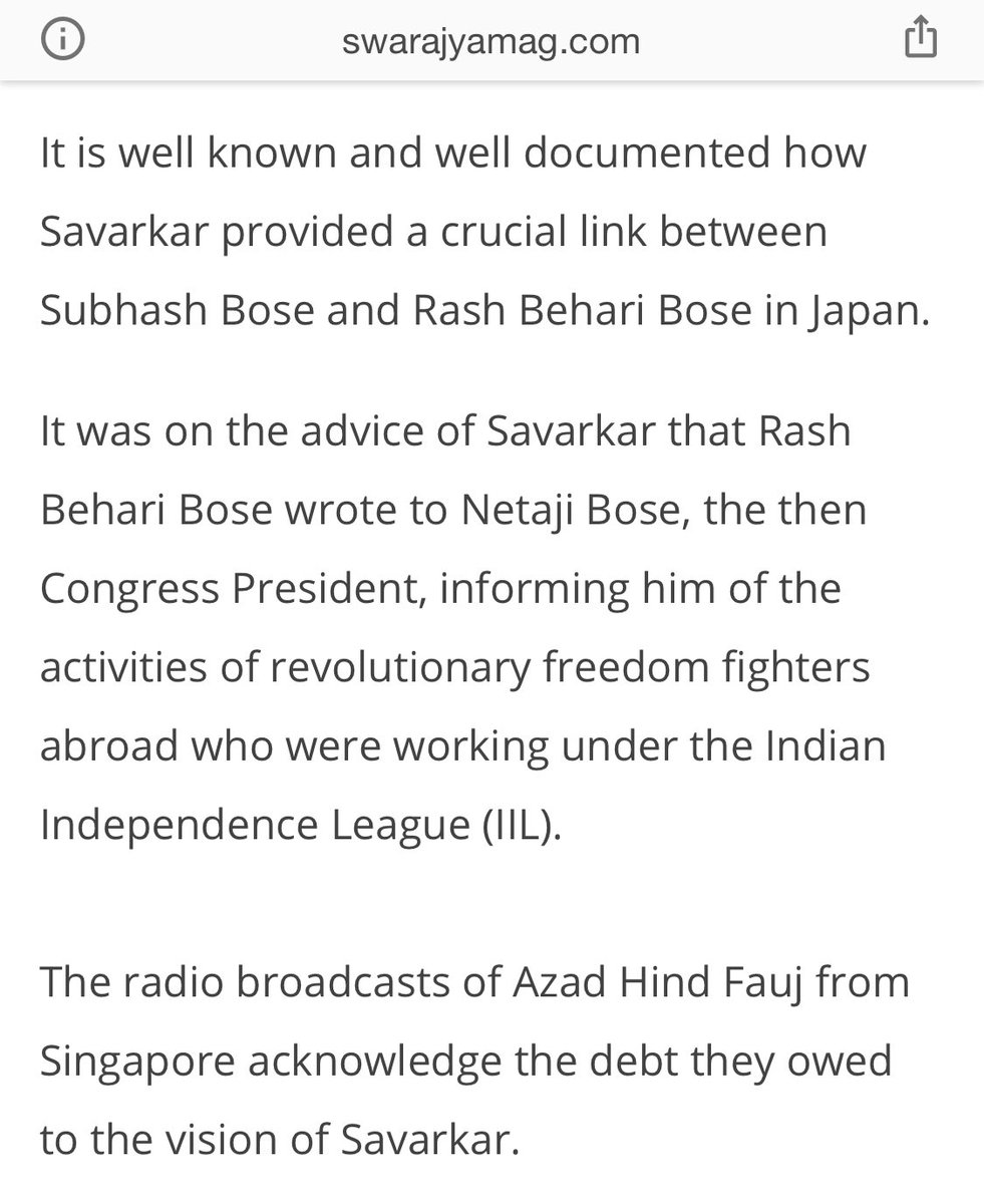 The meeting is said to have changed Netaji’s course of action. Savarkar advised  #Bose not to waste time in agitating for the removal of British statues like Holwell Monument in Calcutta - only to end up in a  #British prison during the invaluable war-time. (11/21)