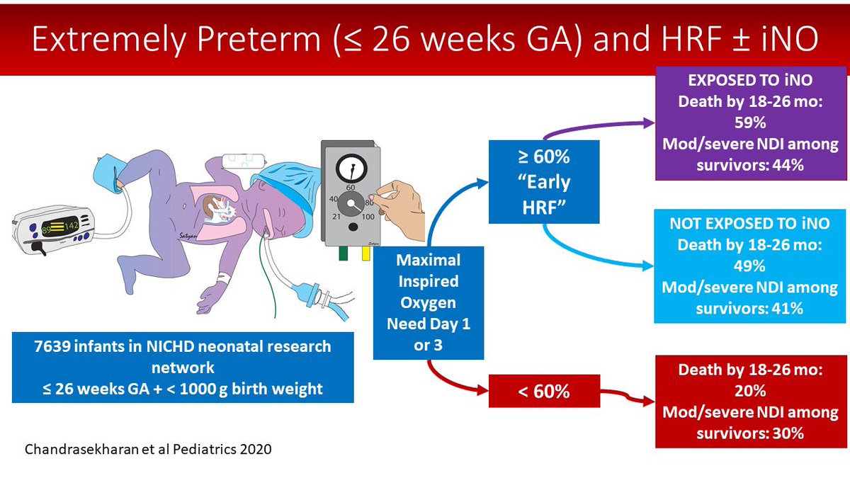 neosatyan's tweet photo. We commonly see extremely preterm infants </=26 wk gestation needing >60% oxygen during day 1-3 of postnatal period (called “early hypoxemic respiratory failure-HRF). Guess their risk of mortality/developmental impairment by 18-26 mo? https://t.co/FsgG0a8RBw by ⁦@chandrpk⁩ https://t.co/cNW8P3ntwK