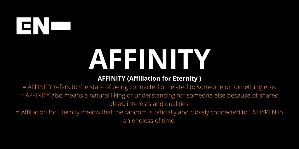 [  #ENHYPEN FAN CLUB NAME SUBMISSIONS THREAD]Here are 4 of the names you guys submitted to our tracker!AFFINITYAFFINITY (Affiliation for Eternity)aioniaArtem @ENHYPEN  @ENHYPEN_members   #ENHYPEN_FandomName