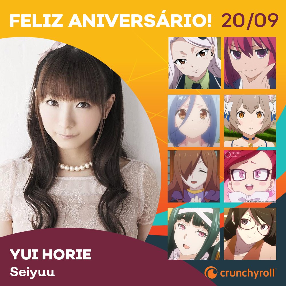 Crunchyroll.pt - (20/09) Feliz aniversário, Yui Horie! 🎉🎉 ⠀⠀⠀⠀⠀⠀⠀⠀⠀ ~✨  Animes na imagem: Toradora; Bakemonogatari; Konosuba; Re:Zero − Starting  Life in Another World; Fairy Tail;