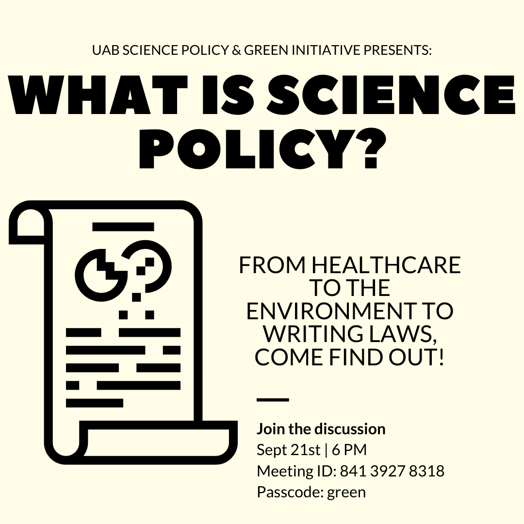 ATTENTION SPAI followers! We have had to make a correction to the meeting for What is Science Policy? Workshop. Here is the NEW zoom meeting ID and passcode: