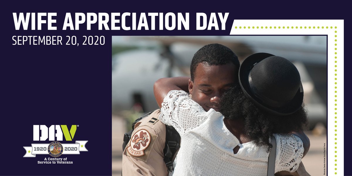 DAVHQ's tweet image. It's time to say #thankyou to our #wives! Whether they are serving our nation, or are the #spouse of a #military servicemember, wives find the balance between duty, family, home and country. Let's give them a like for #WifeAppreciationDay! #WifesDay #WifeAppreciation