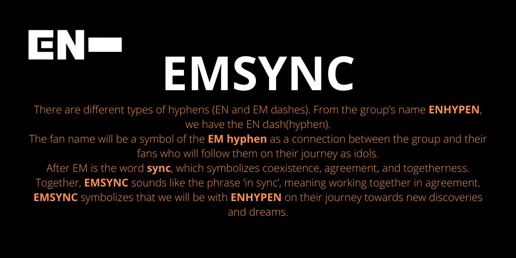 [ #ENHYPEN FAN CLUB NAME SUBMISSIONS THREAD]Here are 4 of the names you guys submitted to our tracker!EMBLEMEMSYNCEN-CYGNETSEN-FINITY @ENHYPEN @ENHYPEN_members #엔하이픈 #ENHYPEN_FandomName