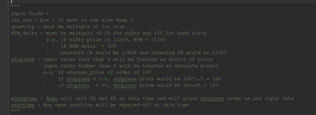 JigneshTrade's tweet image. #UserInput and #Options in my #4in1 #zerodha #Algorithm.
1. #banknifty #WeeklyOptions #straddle 
2. #banknifty #WeeklyOptions #strangle 
3. #nifty #WeeklyOptions #straddle 
4. #nifty #WeeklyOptions #strangle