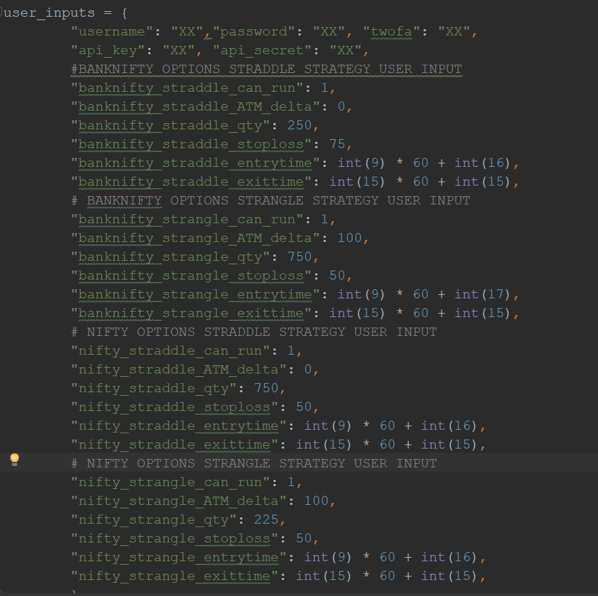 JigneshTrade's tweet image. #UserInput and #Options in my #4in1 #zerodha #Algorithm.
1. #banknifty #WeeklyOptions #straddle 
2. #banknifty #WeeklyOptions #strangle 
3. #nifty #WeeklyOptions #straddle 
4. #nifty #WeeklyOptions #strangle