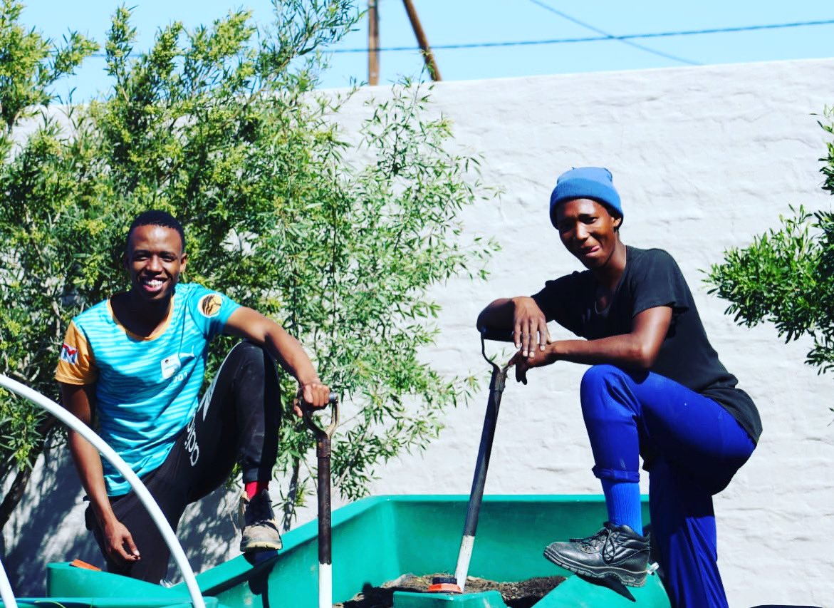 TrustIngrid's tweet photo. Young gardeners at the PACT pop Center in Prince Albert, learning about growing food. A skill that has to be taught to this generation. @WholeFoods @jamieoliver #gardening #veggie @YouthCapitalSA https://t.co/uvpsGaQUz6