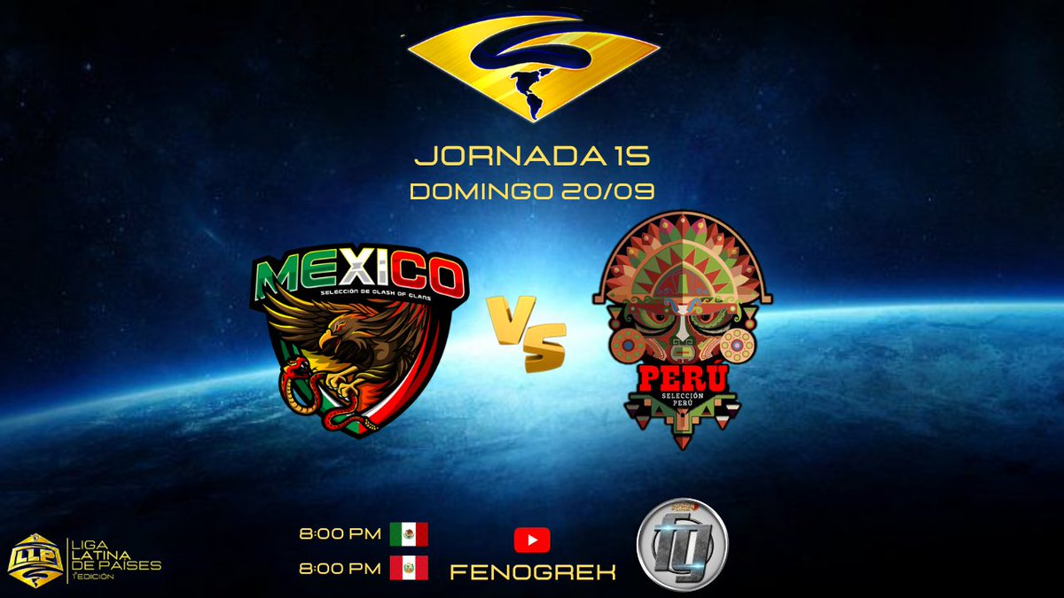 Liga Latina De Países (@llp_coc1) on Twitter photo 📣GRAN DOMINGO DE FULL COC Iniciamos con los enfrentamientos de la jornada 15📣
📌HOY NO TE LO PIERDAS‼️
⚔️México🇲🇽 🆚 Perú🇵🇪
<a href="/MEXICOCWC/">Selección Mexicana de Clash Of Clans</a> <a href="/PeruanaCoc/">Selección Peruana Oficial CoC</a>
EN VIVO❗por el canal de <a href="/_FENOGREK/">FENOGREK</a> 🌷 📣GRAN DOMINGO DE FULL COC Iniciamos con los enfrentamientos de la jornada 15📣
📌HOY NO TE LO PIERDAS‼️
⚔️México🇲🇽 🆚 Perú🇵🇪
<a href="/MEXICOCWC/">Selección Mexicana de Clash Of Clans</a> <a href="/PeruanaCoc/">Selección Peruana Oficial CoC</a>
EN VIVO❗por el canal de <a href="/_FENOGREK/">FENOGREK</a> 🌷