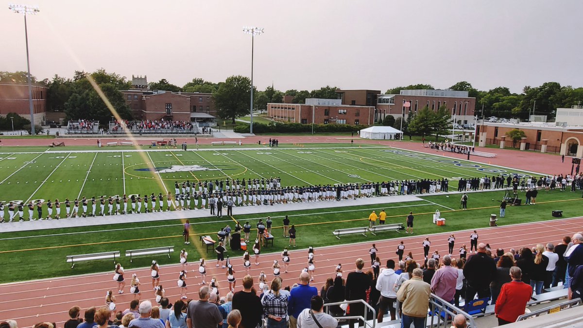 BulldogsRetired's tweet photo. The video message that played prior to Saturday's @CUNEFootball game featured a script written by the players themselves and was produced by @Aaron_Nix. In a show of unity, the team took a knee during the video and rose as one for the National Anthem. Powerful.

#FollowUs https://t.co/SRzXe9xaGF