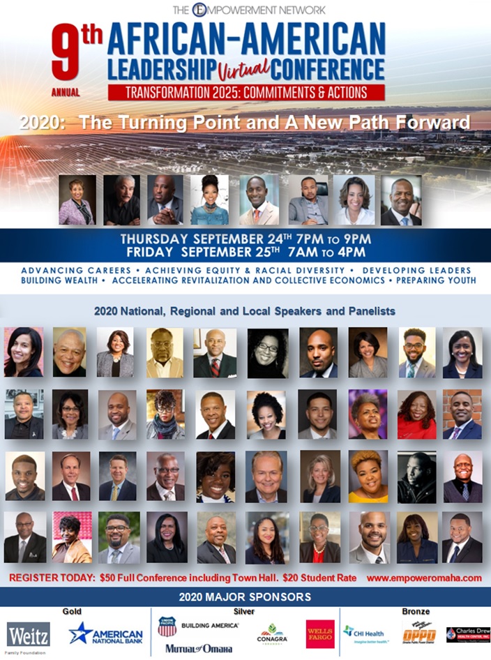 This week.  Over 40 national, regional and local speakers and panelists for the 9th Annual African-American Leadership Conference.  2020 is The Turning Point. Register here: eventbrite.com/e/9th-annual-a…