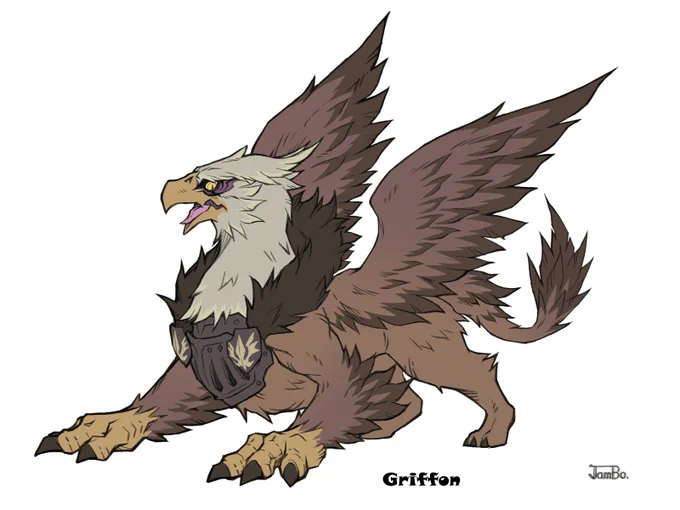 No55 Griffon.高地に住む空の覇者。古の王の乗り物だった個体が、野に帰り次の王を待ち続けている。グリフォンって名前も見た目もカッチョイイ。 