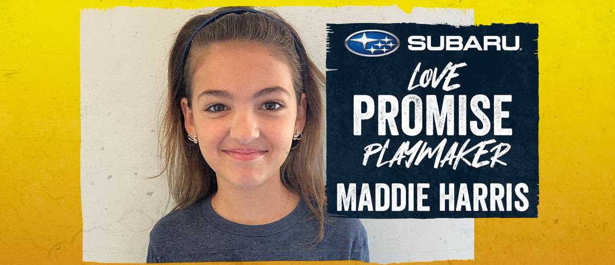 <a href="/PhilaUnion/">Philadelphia Union</a> fans-send some💙to our <a href="/Subaru_US/">Subaru US</a> Love Promise Playmaker, Maddie Harris!

Maddie loves dance, her pup, Benji, &amp; has straight A's. She's also been receiving chemo treatments since Nov. '19, but has remained a beacon of positivity through it all💛

#KickChildhoodCancer
