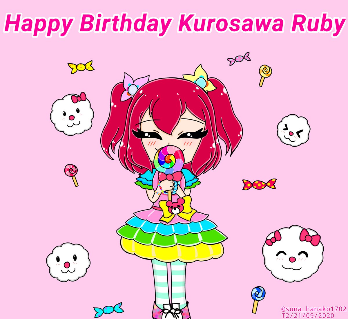 HanakoSuna's tweet photo. Happy birthday Kurosawa Ruby❤🍭
#黒澤ルビィ誕生祭2020 #kurosawaruby #ibispaint #lovelive #digitalart #cute #lovelivesunshine #rubybirthday https://t.co/zbFABQkfzC