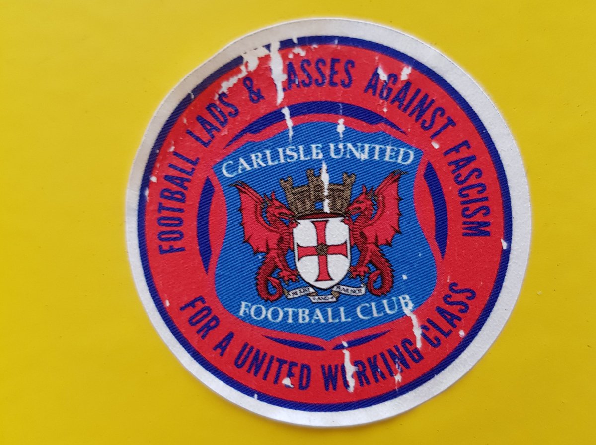 Pretty much the only thing of footballing interest seen on Strawberry Place today is this Carlisle United sticker: 'Football Lads & Lasses Against Fascism - For a United Working Class'