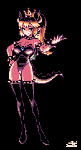 Mr Pixelor Pixel Gameart Rt Mabius6 ドット絵 Pixelart クッパ姫 Bowsette クッパ姫2周年だそうで描いてみました 約3h16色 下からの光源難しい T Co Ihttyp7zkg