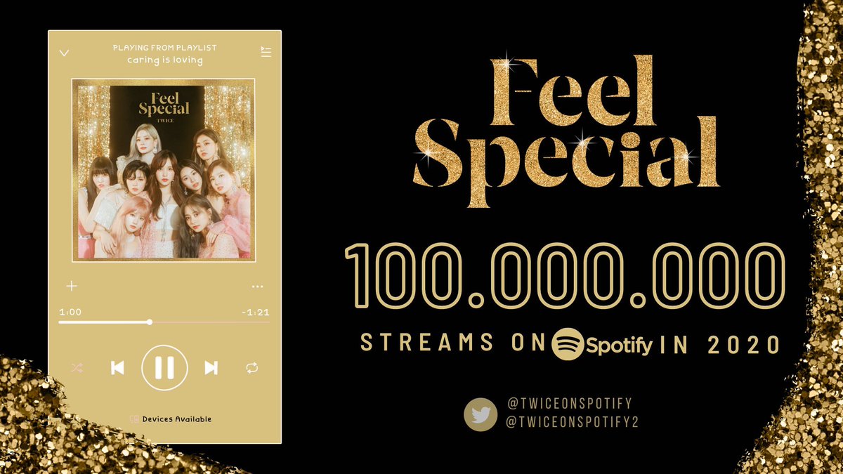 Feel Special (album) has gained over 100 MILLION streams in 2020🥳.

It is <a href="/JYPETWICE/">TWICE</a> first album to reach this milestone this year and is currently their most-streamed album in 2020 as well👏