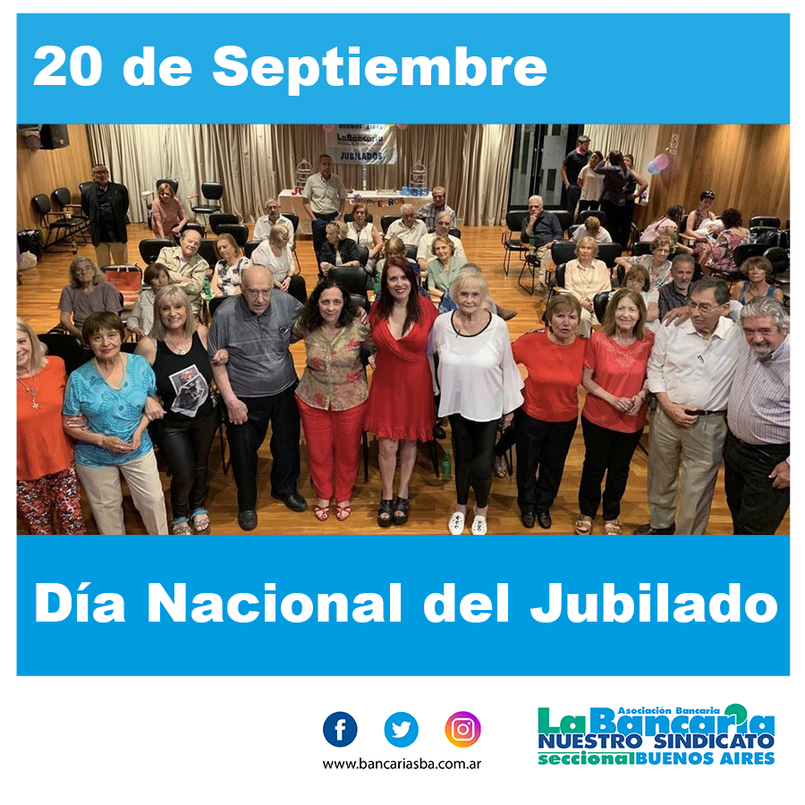 BancariaSBA's tweet photo. Feliz día a todos nuestros Jubilados!
#Bancarios https://t.co/RwJGfxJWLO