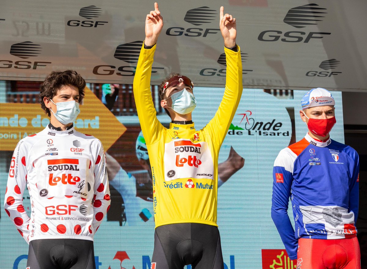lottocycling_'s tweet photo. For Bjorg ✨❤️

Four years after Bjorg Lambrecht we have our Xandres Vervloesem taking home the final GC in 🇫🇷 #RondedelIsard 

Wonderful and emotional tribute with Henri Vandenabeele finishing in 2nd place #LottoSoudalDevelopment https://t.co/cNmIV5Z2fk