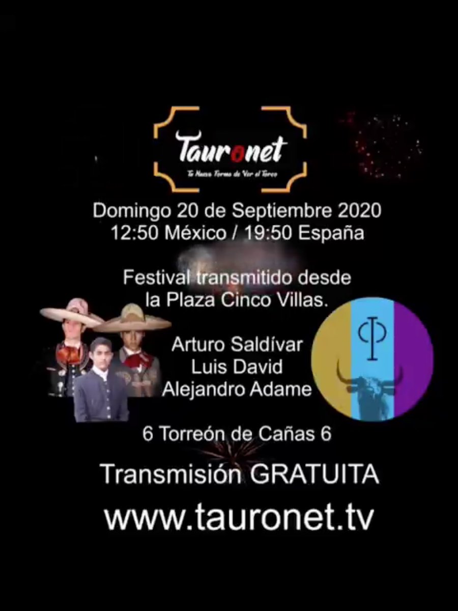 Hoy en  <a href="/CincoVillasMex/">Cinco Villas</a>, Festival. <a href="/arttSaldivar/">Arturo Saldivar</a>, <a href="/LuisDavidAdame/">Luis David</a> y Alejandro Adame <a href="/CALEJANDROAM/">Alejandro Adame</a> . 🐂 de <a href="/TorreondCanas/">Torreón de Cañas</a>. 📺 Transmision en vivo por tauronet.tv