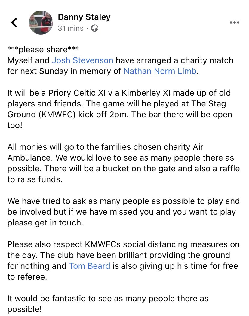 It would be great to see people support this next Sunday!