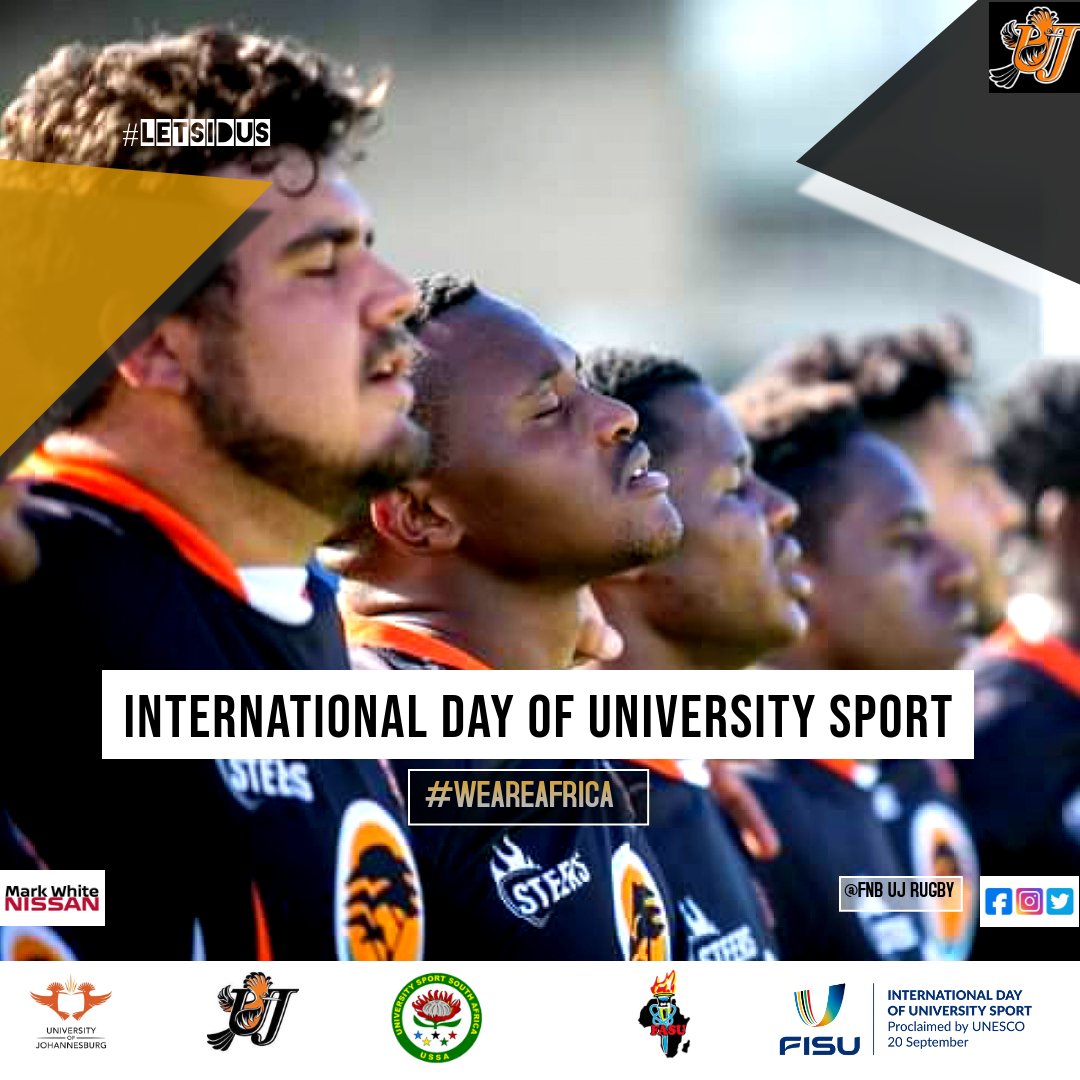 FNBUJRUGBY's tweet photo. INTERNATIONAL DAY OF UNIVERSITY SPORTS
#letsidus #healthycampus #notogbv🚫 #notogbv #ujvirtualspringrun #diversity
CELEBRATING UNIVERSITY SPORTS TOGETHER!
@fasuafrica @FISU @USSAstudent @UJ_Sport @mediauj @ujfm @go2uj https://t.co/iZEX1ZnnLF