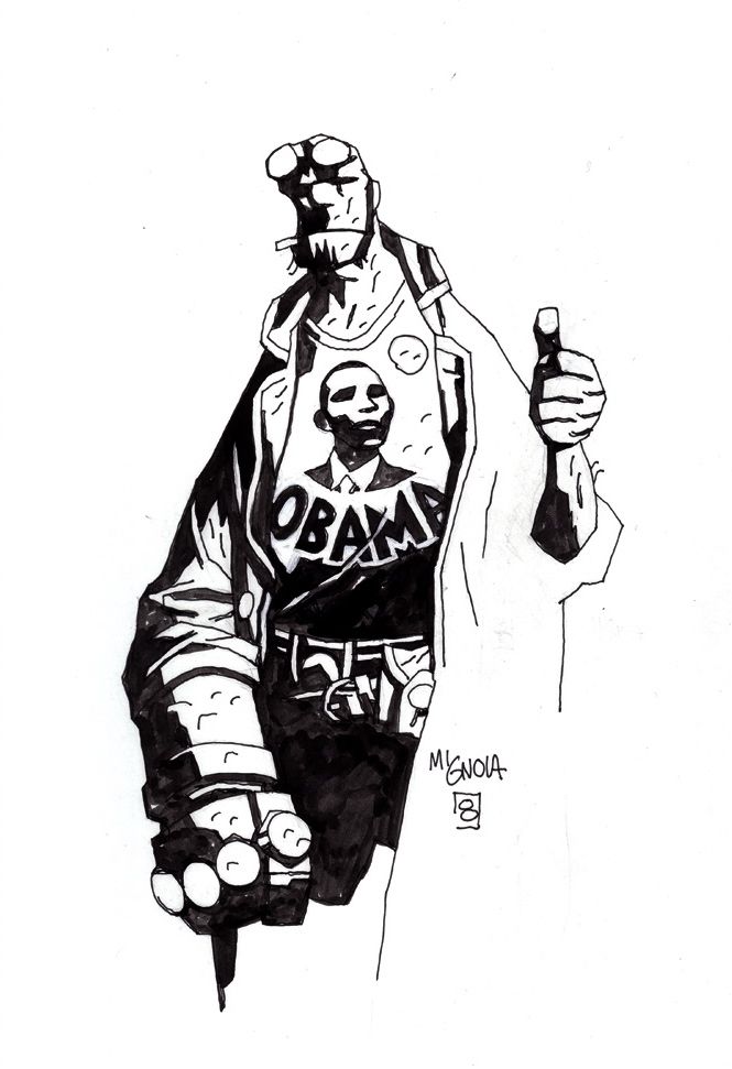 Whole lotta people seemed to have missed/forgotten this one from '08. Point being this ain't new and if anybody knows what shirts Hellboy's going to wear it's Mignola. 