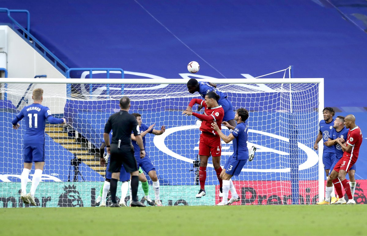 Virgil van Dijk lost all five of his aerials in the first half against Chelsea.

Getting dominated in the air.