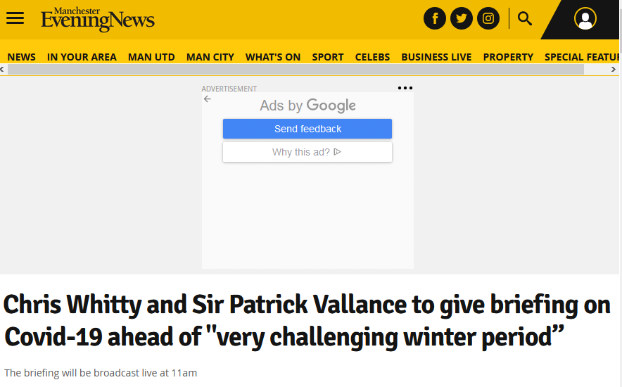 The  @uksciencechief Sir Patrick Vallance and  @CMO_England Professor Chris Whitty are to make a statement on Monday at 11am. Note what they are going to say: "... a *very* challenging winter ..." and compare to the title of the  @acmedsci report "... a challenging winter ..."