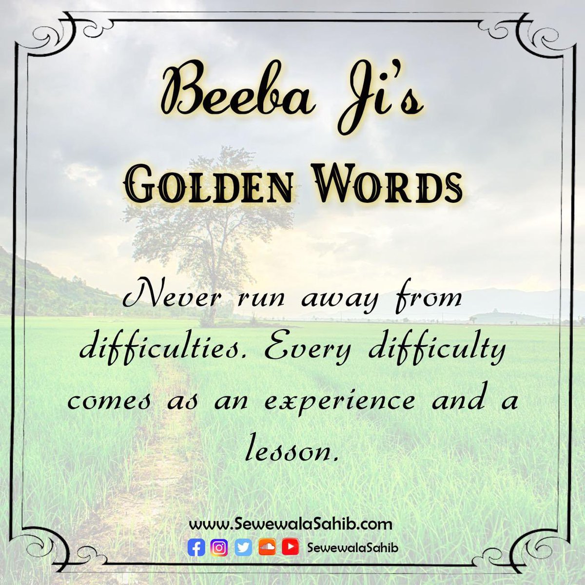 SewewalaSahib's tweet photo. Daily, a unique powerful pearl-diamond-golden nugget from Dhan Dhan Beeba Nihal Kaur Ji Maharaj Jis pavitar mukh. Please share and forward as far and wide as possible 🙏🏻❤😊❤🙏🏻 #SewewalaSahib #SocietyOfSaints #DailyWisdom #BeebaNihalKaurJiMaharaj #GoldenWords https://t.co/ljb5nUNanM