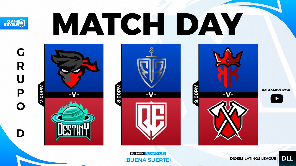 Dioses Latinos League (@dll_cr) on Twitter photo #CR|Match Day
รltimo dรญa de la jornada 3 con estos partidos muy interesantes del grupo Dโ๏ธ
Partido 1
@ACE1_MEX ๐ <a href="/DestinyeSport10/">Destiny eSports</a>
๐19:00๐ฒ๐ฝ
Partido 2
@EliteGamingCL ๐ <a href="/QuantumsElite/">Quantums Elite</a>
๐20:00๐ฒ๐ฝ
Partido 3
@Kings_PE_ ๐ <a href="/TribeAcademyGG/">Tribe Academy</a>
๐21:00๐ฒ๐ฝ #CR|Match Day
รltimo dรญa de la jornada 3 con estos partidos muy interesantes del grupo Dโ๏ธ
Partido 1
@ACE1_MEX ๐ <a href="/DestinyeSport10/">Destiny eSports</a>
๐19:00๐ฒ๐ฝ
Partido 2
@EliteGamingCL ๐ <a href="/QuantumsElite/">Quantums Elite</a>
๐20:00๐ฒ๐ฝ
Partido 3
@Kings_PE_ ๐ <a href="/TribeAcademyGG/">Tribe Academy</a>
๐21:00๐ฒ๐ฝ