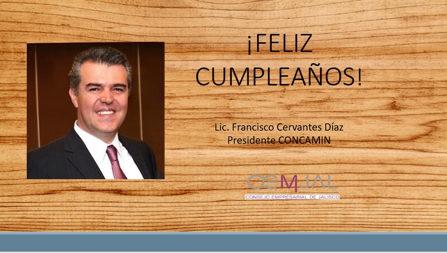 Una afectuosa felicitación por su cumpleaños Presidente <a href="/fcervantes5/">Francisco Cervantes Díaz</a>. 
Los mejores deseos de nuestra parte!
<a href="/CONCAMIN/">CONCAMIN</a> <a href="/FConcamin/">Fundación CONCAMIN</a> <a href="/RevIndCONCAMIN/">Revista Industria</a>