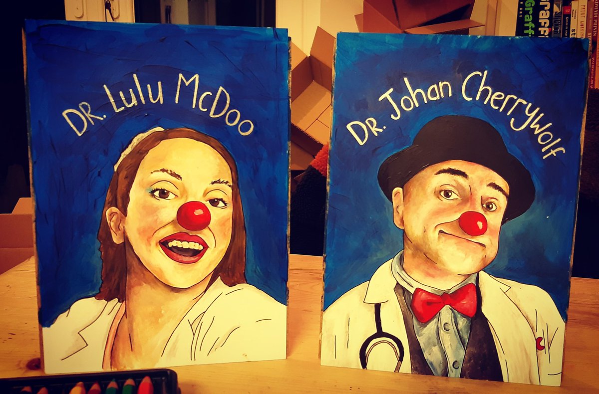 Emma Tilney (@emmatilney1) on Twitter photo As befitting legends the Clown Doctors begin being immortalised in painted form...first two of eight! #clowndoctors #painting #creative #creativity #clown #art #portraits #illustration #characters As befitting legends the Clown Doctors begin being immortalised in painted form...first two of eight! #clowndoctors #painting #creative #creativity #clown #art #portraits #illustration #characters