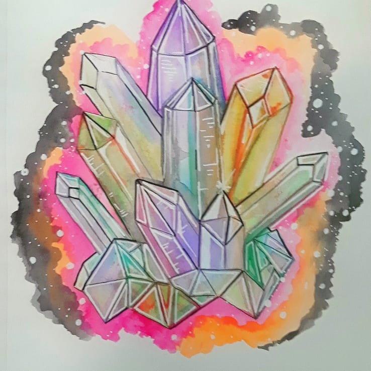 Abbee10's tweet photo. Haven't posted in a while. Just finished playing around with some #watercolor paints. Loving these bold colors. Also used #prismacolorpens and #sakuragellyroll pens for outline and hilighting. 
#art #myart #artistsontwitter #artistoninstagram #paint #sketch #draw https://t.co/Re9SA5y24d