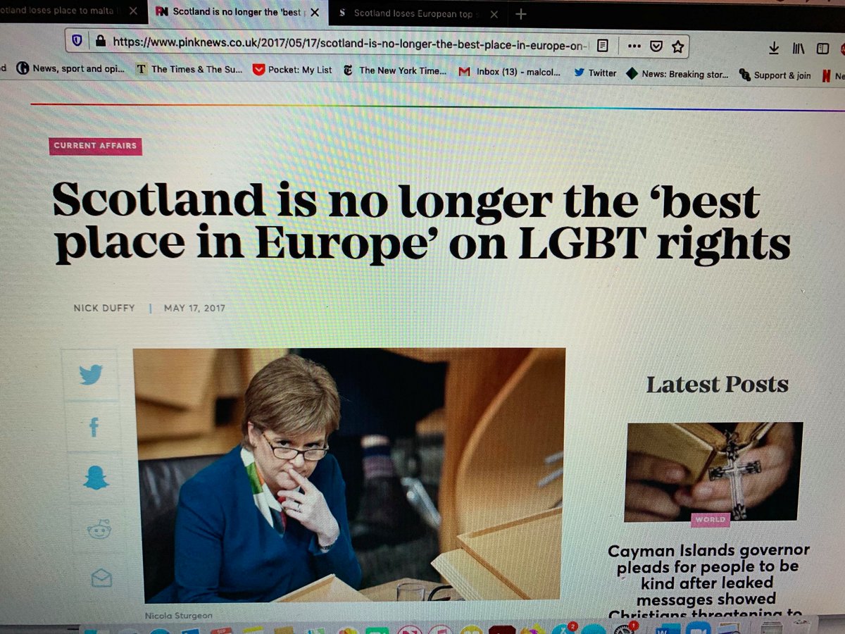 10./ Just six months before her murder in a car bomb, Pink News bemoaned the fact Malta had overtaken Scotland's top place in ILGA's ranking on LGBT rights. There was no mention of the fact Malta's weapons grade corruption disqualified it as a model of anything but lawlessness