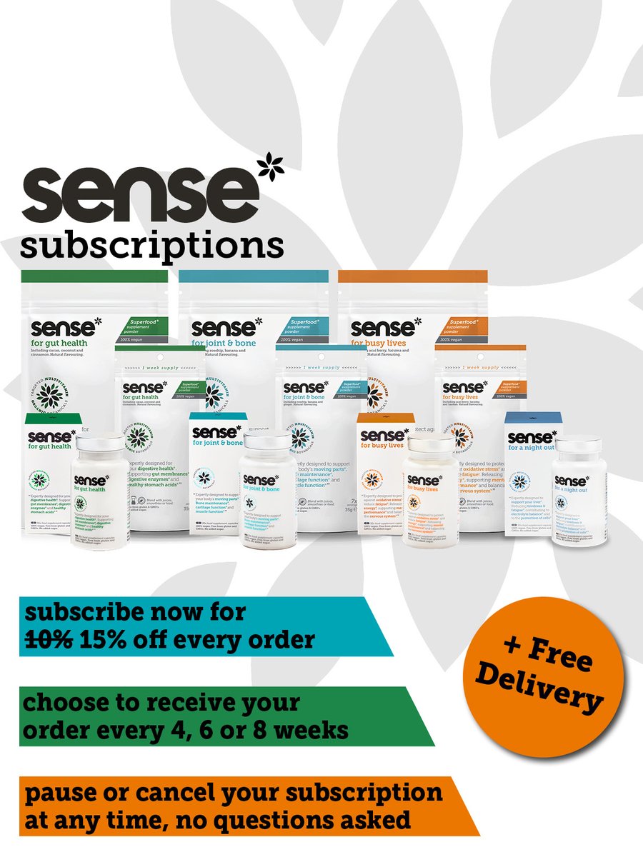 Try a sense* subscription because every 4, 6 or 8 weeks you get the convenience of your healthy delivery with a huge saving. 
*senseproducts.co.uk/our-range/*
#healthsense  #makessense #healthylifestyle #healthyeating #nutritiongap #subscribe #subscribenow
