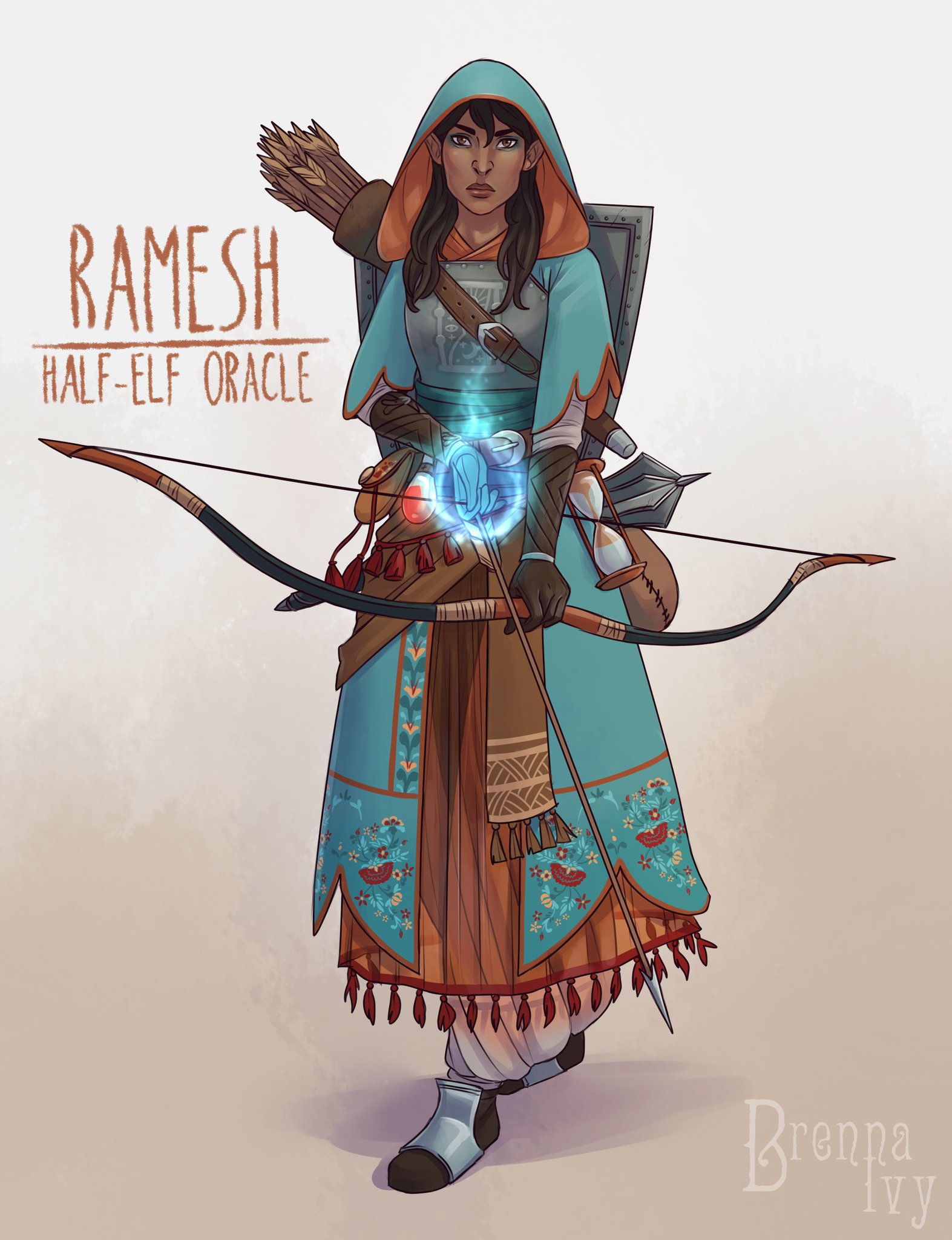 Brenna-Ivy Art on X: "Design of my new #Pathfinder: Kingmaker character  Ramesh. She's a Time Oracle, able to alter the flow of time. She's not the  most social person because she doesn't