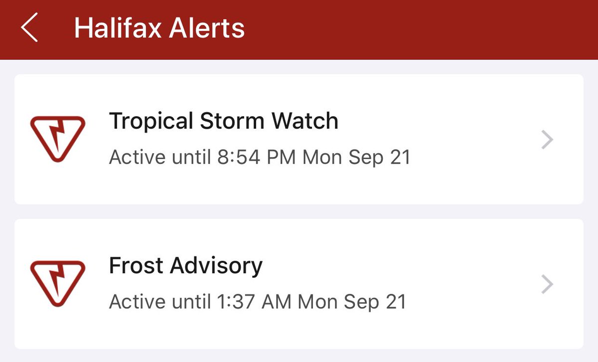 Welcome to Halifax, where you can get a Tropical Storm Watch and a Frost Advisory at the same time...