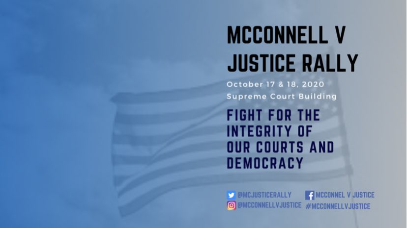 BIG NEWS:Young organizers from across the country are planning a "McConnell v. Justice" rally at the SCOTUS.Saturday, October 17th, 6:00pm-9:30pmSunday, October 18th, 2:00pm-5:00pmIn-person and online actions to follow Monday, October 19th - Wednesday, October 21st
