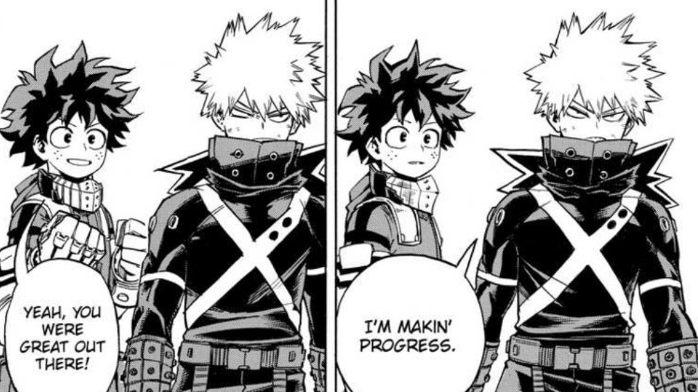 It also keeps Deku’s mind clear and focused on what he needs to do rn and thus Bakugou will keep lighting that fire under him. It's not like Bakugou is doing this all for Deku tho, he wants to get stronger too, but there's a reason why he reminds deku that he's not backing down