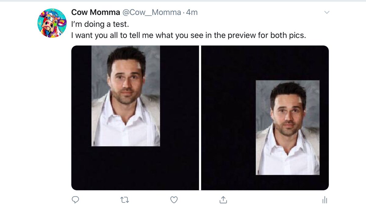 There is a bias with twitter algorithm, which apparently leads it show WHITE people faces in the preview while ignoring the COLOURED ones.When I 1st read about it I thought surely people are exaggerating.But ......(preview as I see it) 