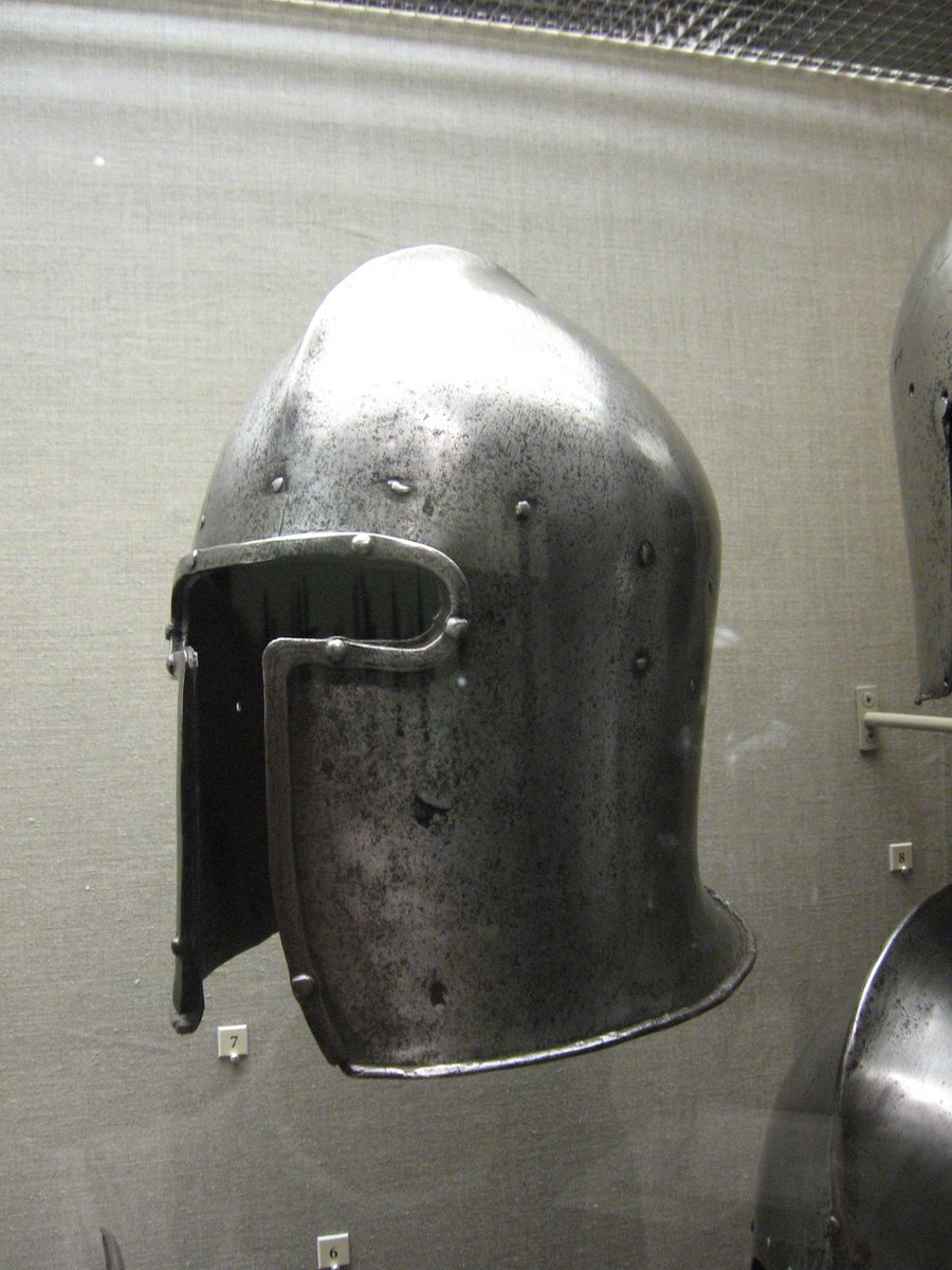 As far as I can tell, they took these two very simple, mostly open-faced helms that did not have visors, and melded the two designs to bring about the obvious inspiration for Mandolorians, the Barbute!