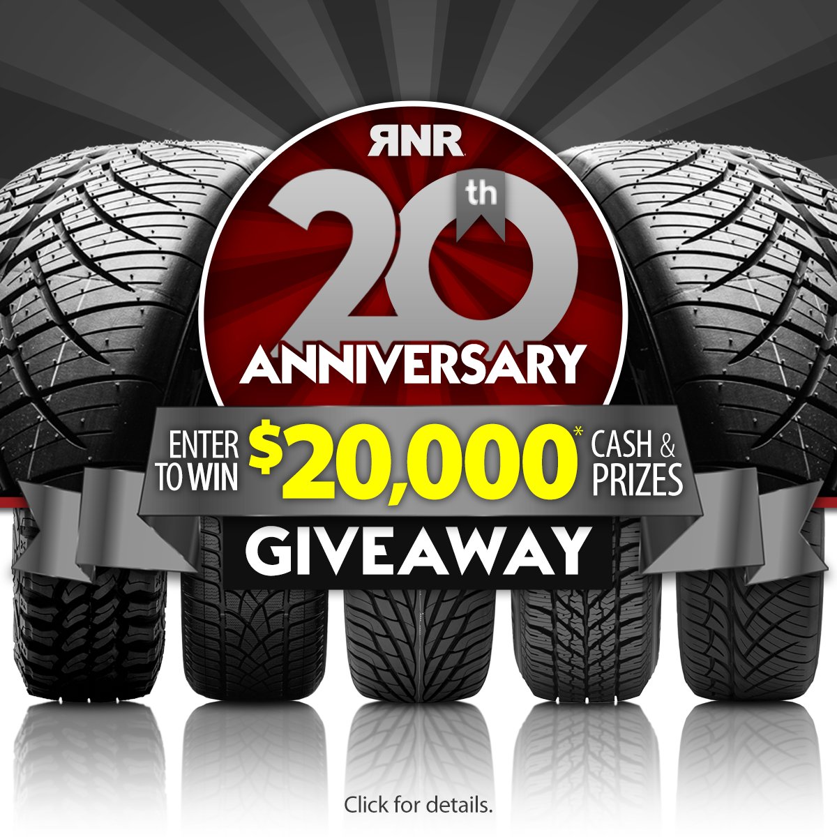 RNRtires's tweet photo. Our 20th anniversary $20,000 giveaway is in full swing! Enter for your chance to win Tires, Wheels, CASH and so much more! Visit https://t.co/pgIrVs8W0Y or text "TIRES" to 69922 for details. #giveaway #giveaway20 #FreeTires #FreeWheels #Cash #Prizes https://t.co/4icQvmWMpV