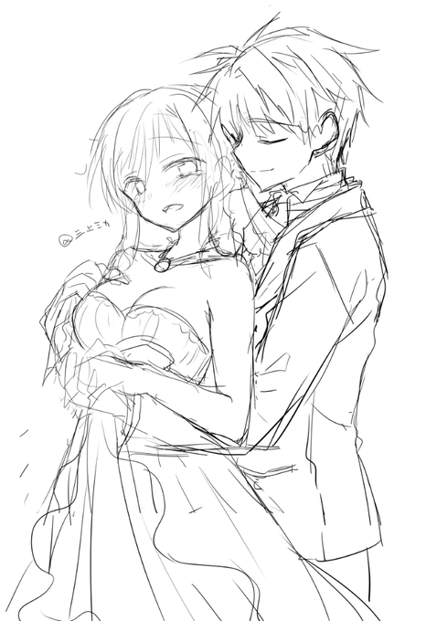 さっきのラフを調整したりなど…ガーデンウェディングなので背景は森とか花にしたいな～ 