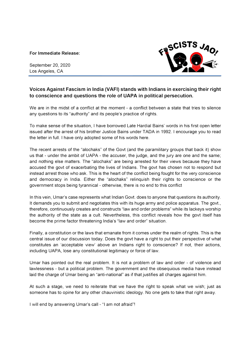 fascistsjao's tweet photo. Press Release: the statement.
#India #PoliticalPersecution #PressRelease https://t.co/fCEmbdJaeS