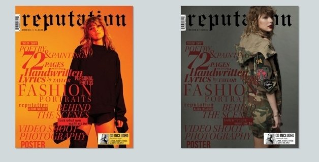 Also look at the reputation magazines. One is grey(rep) and the other orange(Karma). Plus notice how these limited edition reputation vinyls are orange too.