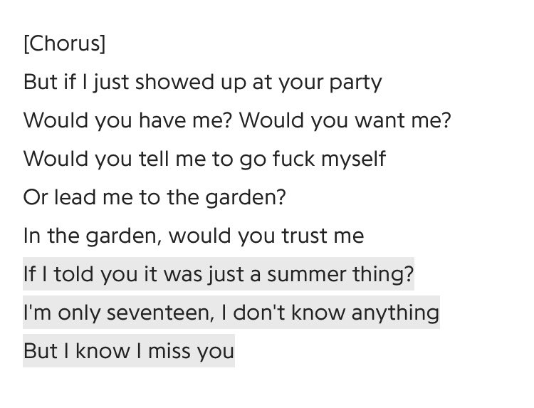 “i’m only seventeen, i don’t know anything” is the 17th line from her new song ‘betty’.
