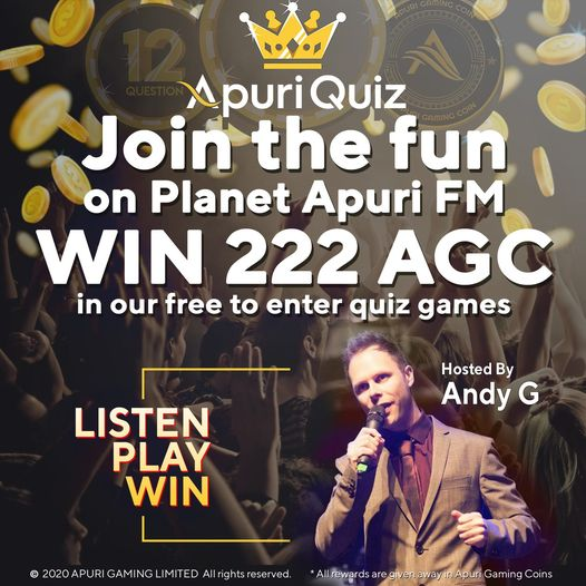 ApuriCoin's tweet photo. Register for free https://t.co/IYCYHjKdO7 and join the fun at https://t.co/24NQksbVCe where you can play and win $100 in AG Coins as we play our #quiz games with Andy G.
Getting involved is simple.Just create an account and listen to our radio every day 10a.m and 8 p.m LondonTime https://t.co/tbEHADn1Rc