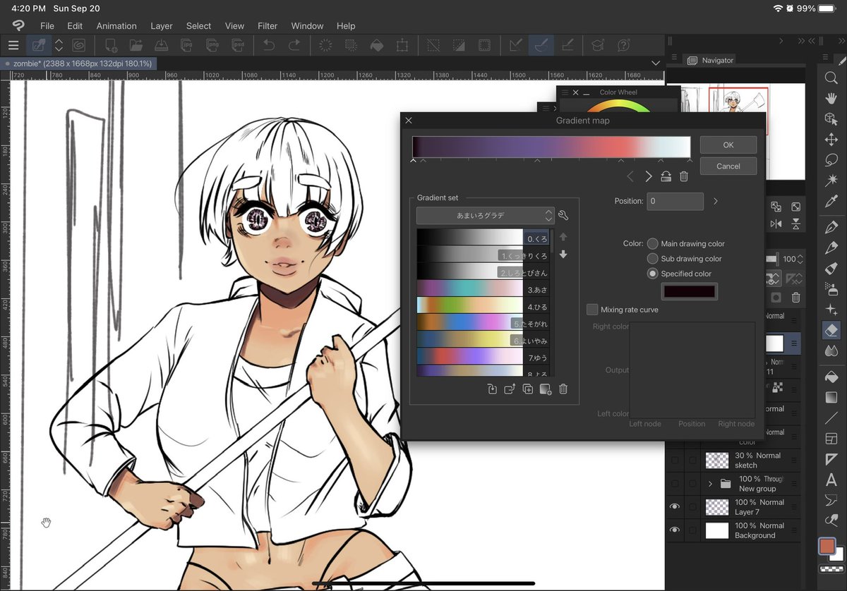 SweetPs6's tweet image. Gradient Maps are god send sometimes lol LOOK AT HER EYEs SO PRETTY. GRBFNGJ #CLIPSTUDIOPAINT #gradientmaps #wip