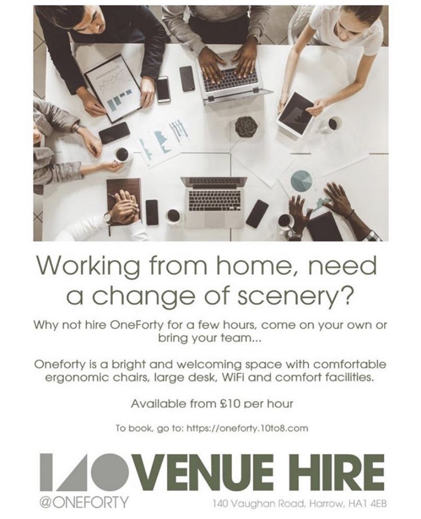 oneforty_harrow's tweet photo. Oneforty can be hired ! So if you are working from home and want to mix things up a bit, or want to meet your team Oneforty could be just for you! #140harrow https://t.co/Bx2430fEje