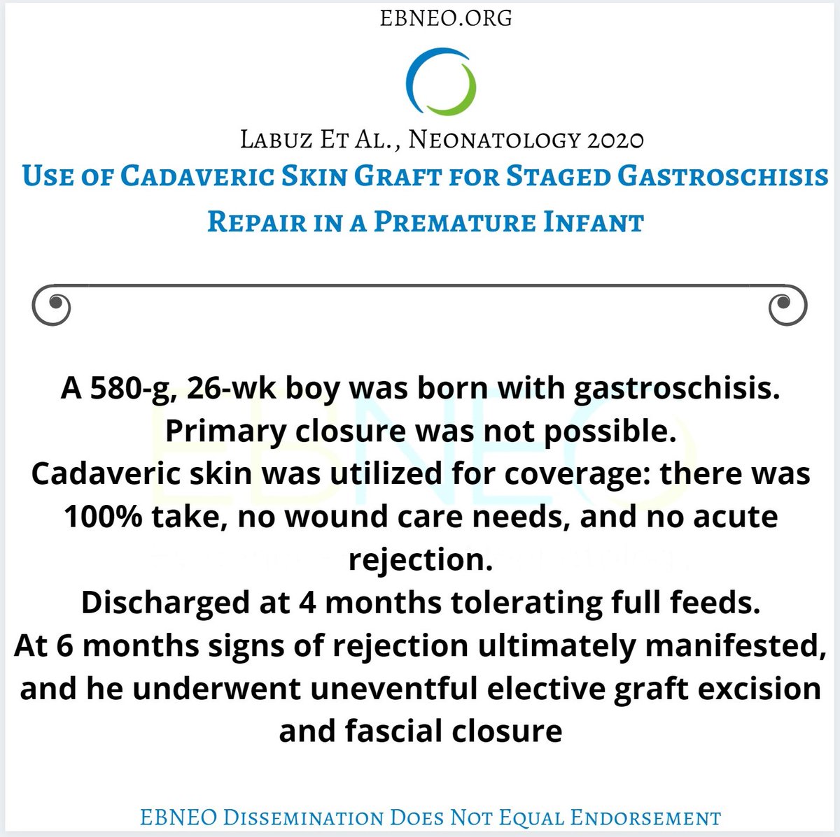 First-time usage of cadaveric skin to cover gastroschisis defect in a premature infant with a birth weight of 580 grams, case report from @BostonChildrens.
https://t.co/jLF344EbOb
#NeoEBM #EBNeoAlerts https://t.co/imIVF7eVGH