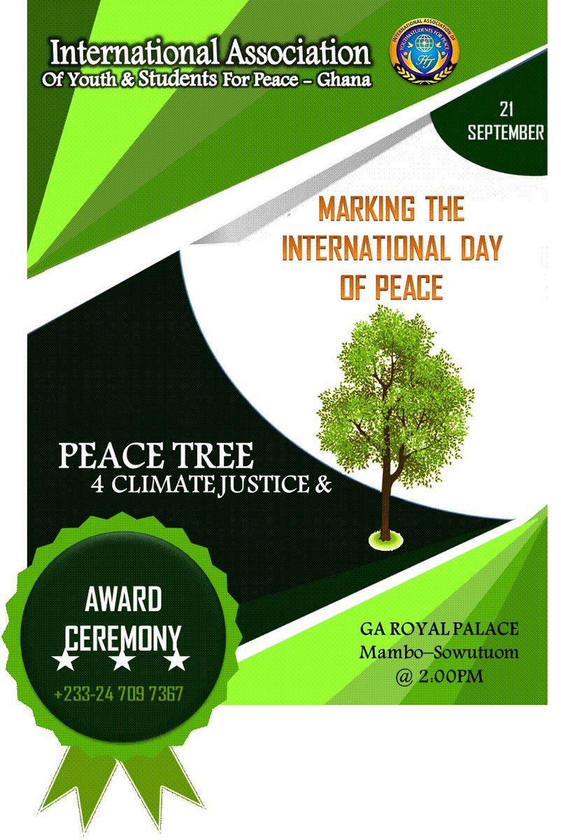 KingTegha's tweet photo. After a successful Peace Environment Project yesterday 19th with Frank Darko, Wonder Adukonu, Ed-Hillary, etc., the Peace Tree Planting Event and Award conferment ceremony will hold at 2:00PM in the auspices of Nii Mpese Congo I @ the Ga  Royal Palace Hall of the 21st September. https://t.co/EBcf7VRIdC